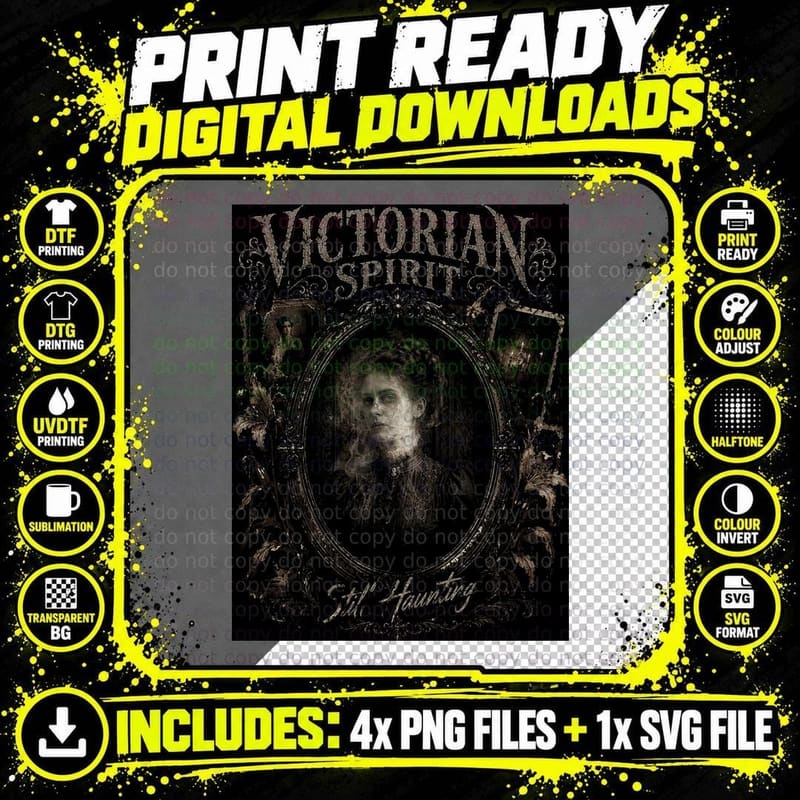 Victorian Spirit Ghost Portrait Vintage Horror Dark Png SVG Digital Bundle