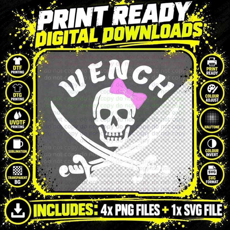 Wench Funny Pirate Clothing Pirate Halloween for Women Png SVG Digital Bundle