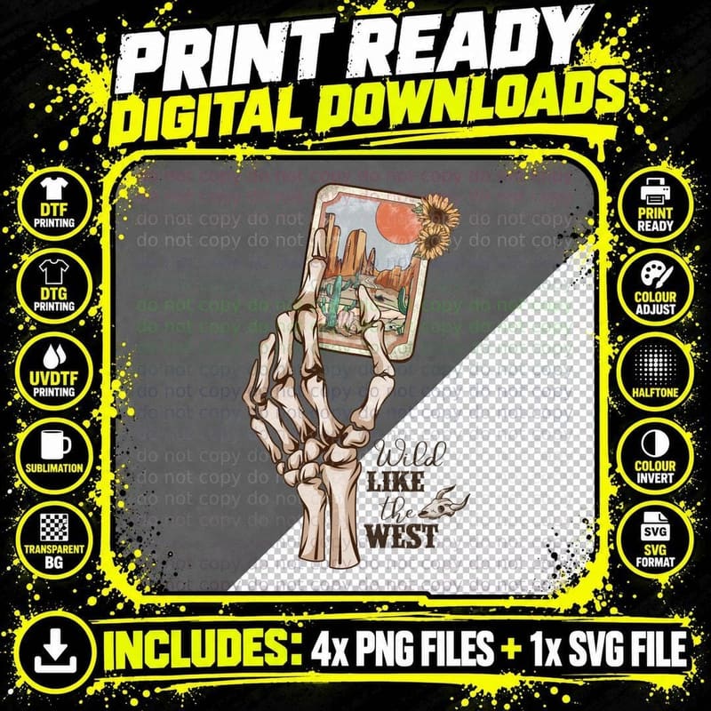Wild Like the West Western T-Shirt Png SVG Digital Bundle