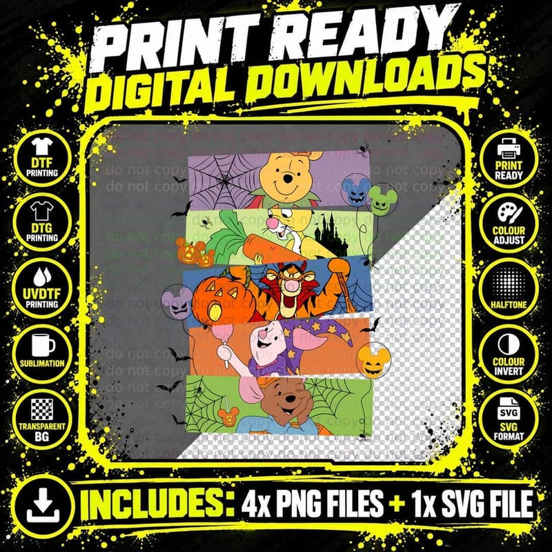 Winnie the Pooh Halloween T-Shirt, Classic Costume Png SVG Digital Bundle