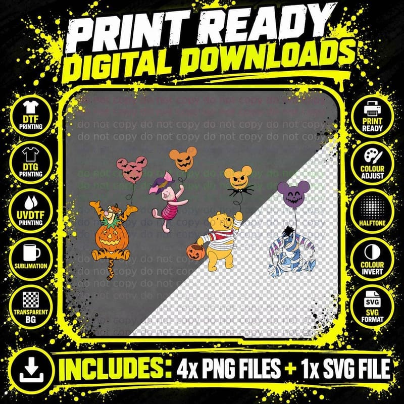 Winnie the Pooh Halloween T-Shirt, Costume Png SVG Digital Bundle