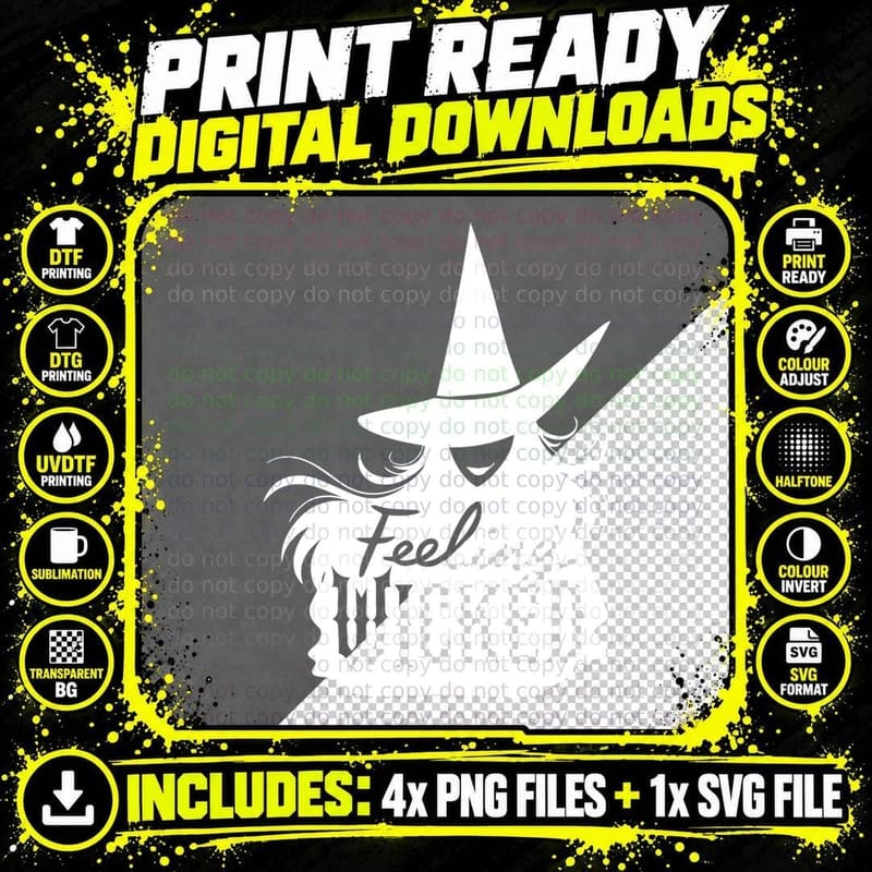 Witch with Hat T-Shirt, Halloween Costume Png SVG Digital Bundle