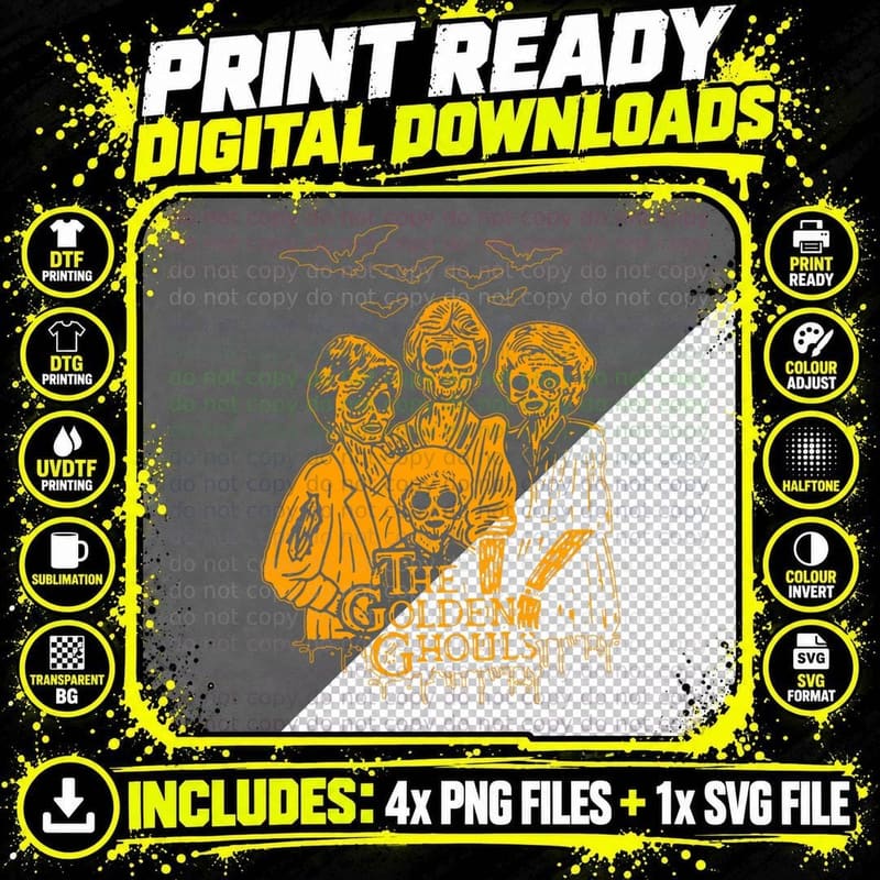 Women the Golden Ghouls Skeleton Bat Halloween Costumes Png SVG Digital Bundle