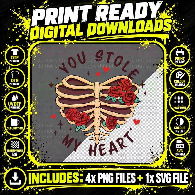 You Stole My Heart Valentine T-Shirt Png SVG Digital Bundle