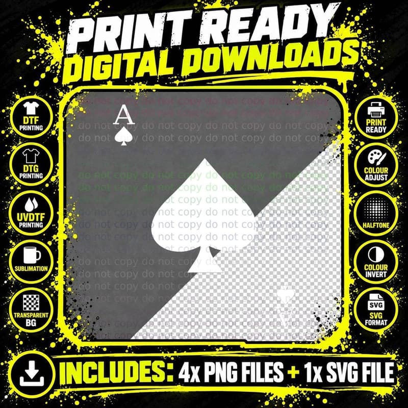 Ace of Spades Deck of Cards Halloween Costume T-Shirt Png SVG Digital Bundle