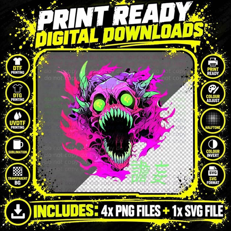 Alternative Clothing, Horror, Skull, Japanese Deliry Png SVG Digital Bundle