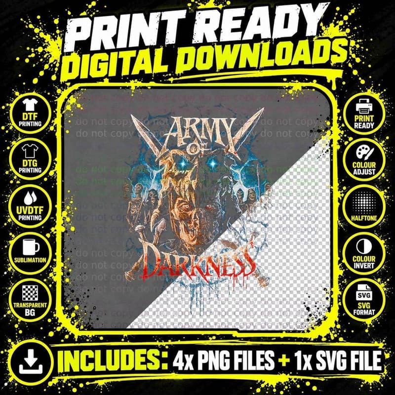 Army of Darkness T-Shirt, Horror Movie Fan Png SVG Digital Bundle