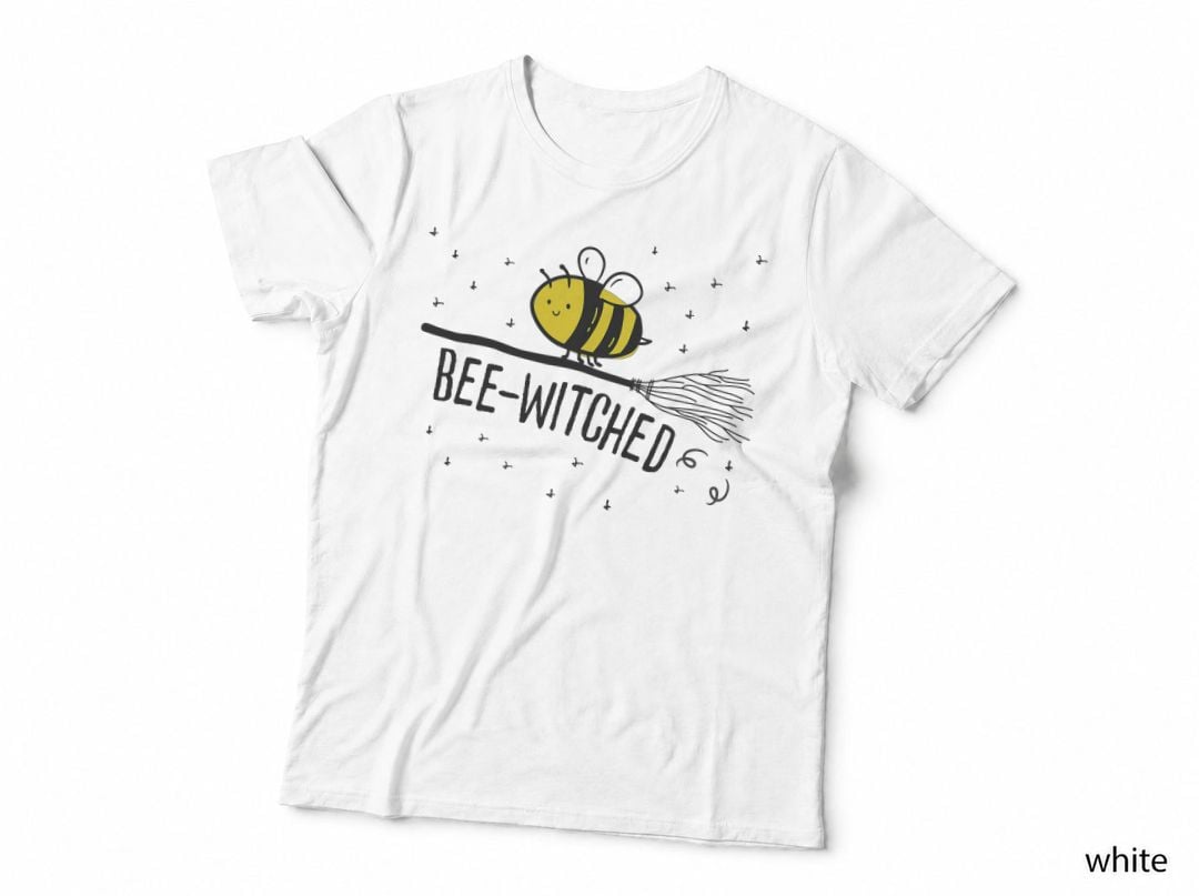 Bee Witched Scary Cute Halloween Bee Witch Broomstick Funny T-Shirt