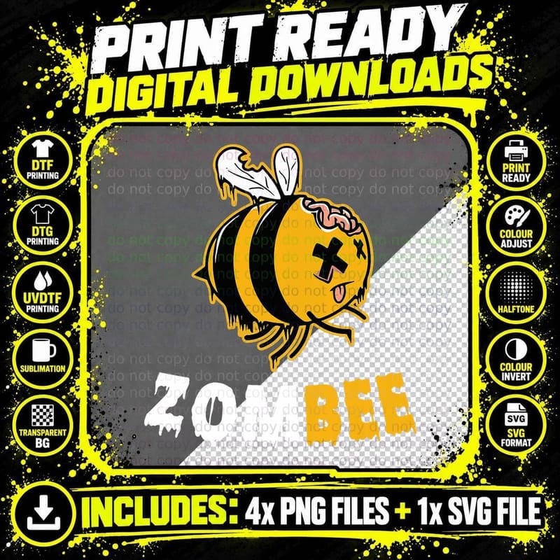Boo Bee Zombee Zombie Funny Beekeper Halloween Costume Png SVG Digital Bundle