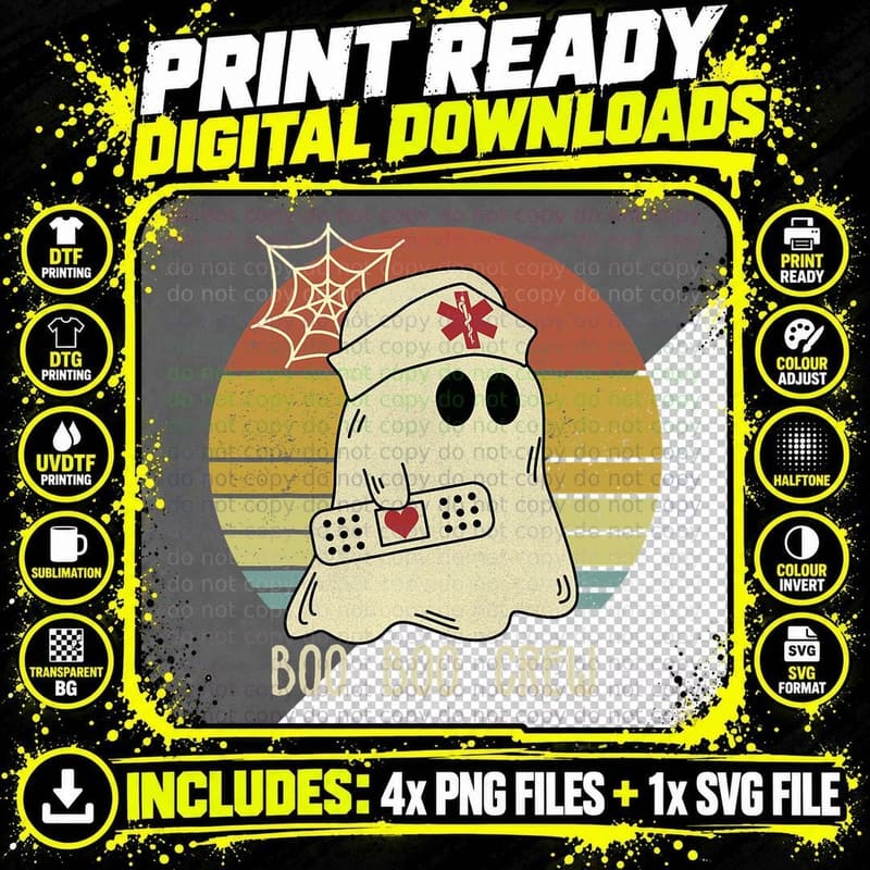 Boo Boo Crew Nurse Shirts Halloween Nurse Shirts for Png SVG Digital Bundle