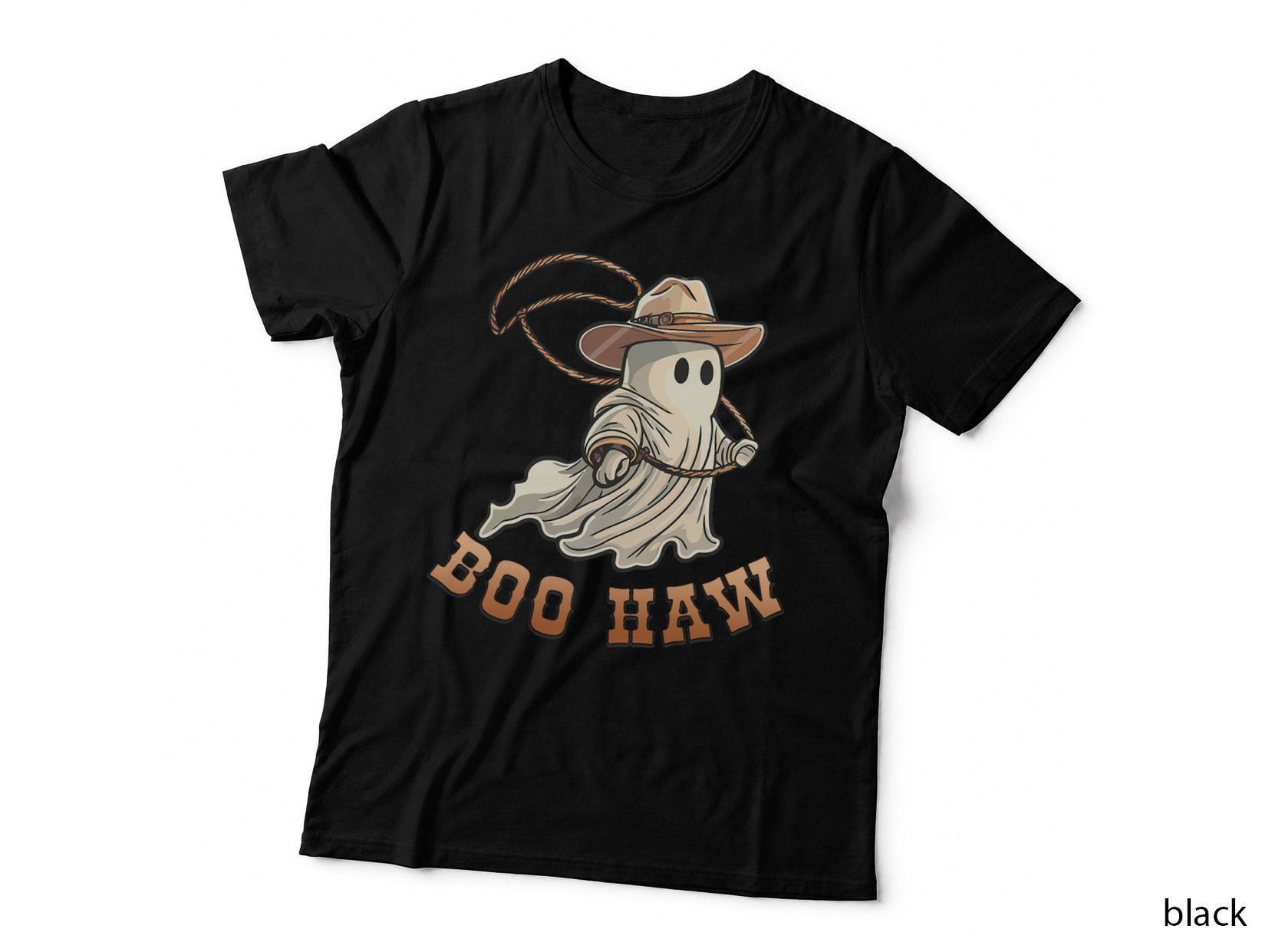Boo Haw Ghost Spooky Cowboy Western Vintage Halloween Women T-Shirt