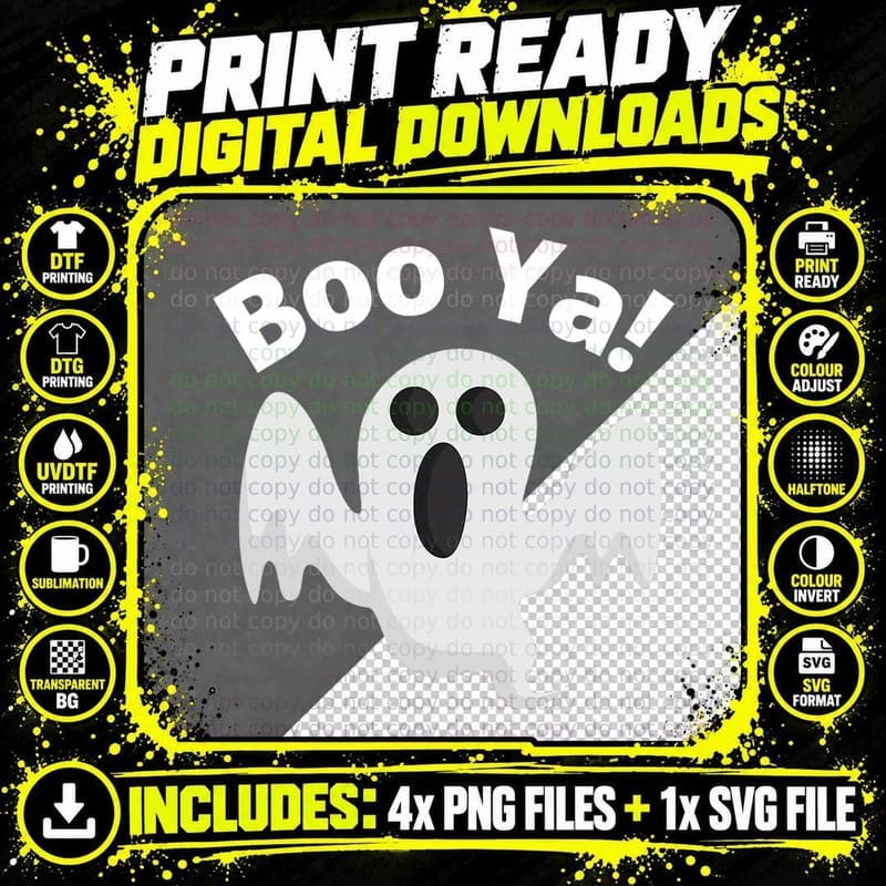 Boo Ya! Funny Cute Halloween Ghost Spirit Haunting Png SVG Digital Bundle