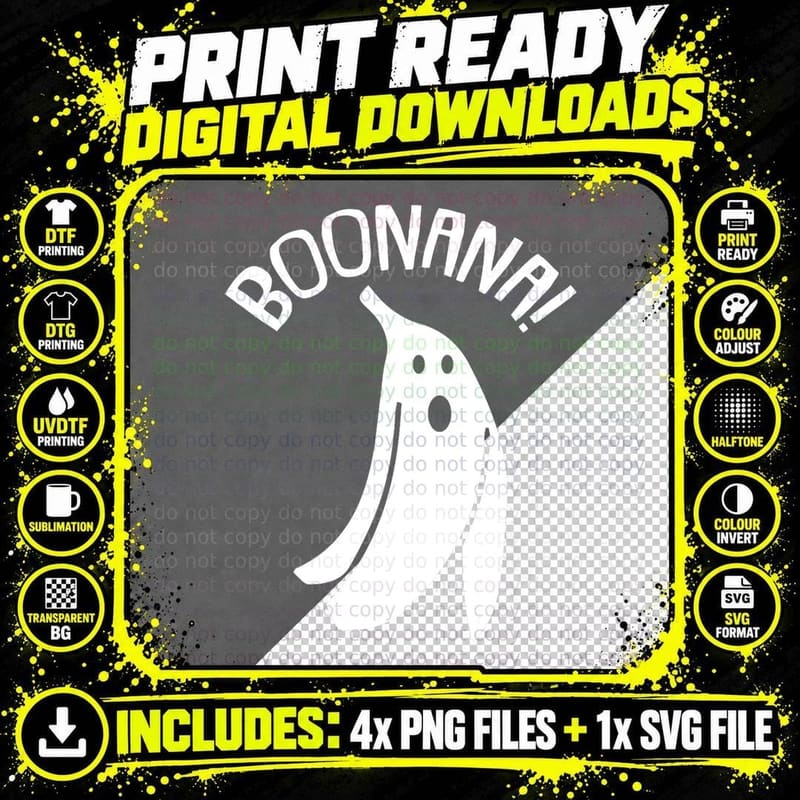 Boo-Nana Lazy Halloween Costume Funny Ghost Banana Pun Png SVG Digital Bundle