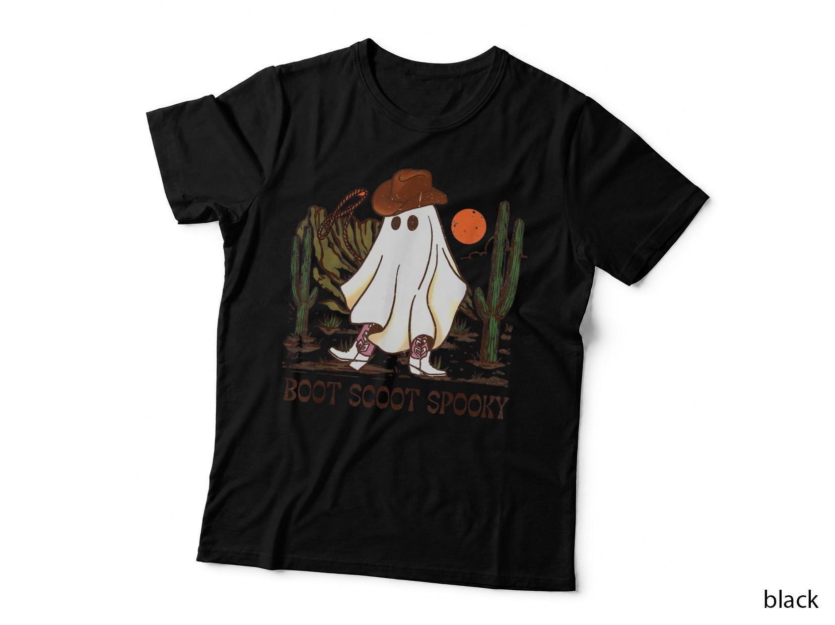 Boot Scoot Spooky Ghost Western Cowboy Ghost Halloween T-Shirt