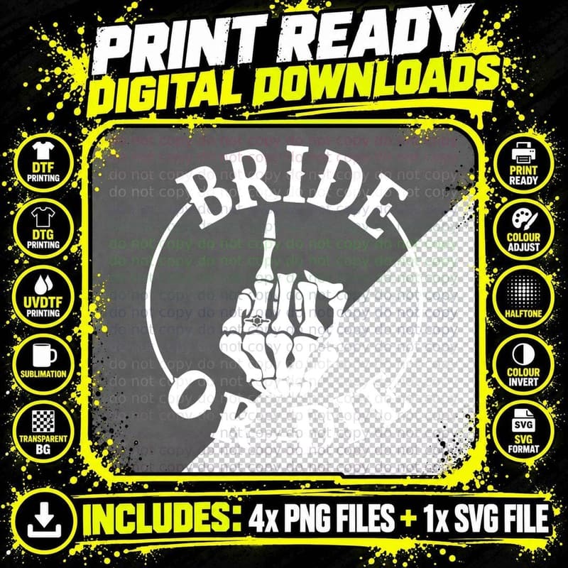 Bride or Die Skull Halloween Themed Bachelorette Party Png SVG Digital Bundle