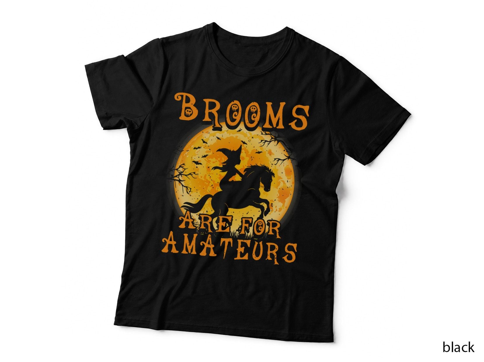 Brooms Are for Amateurs Horse & Witch Halloween T-Shirt