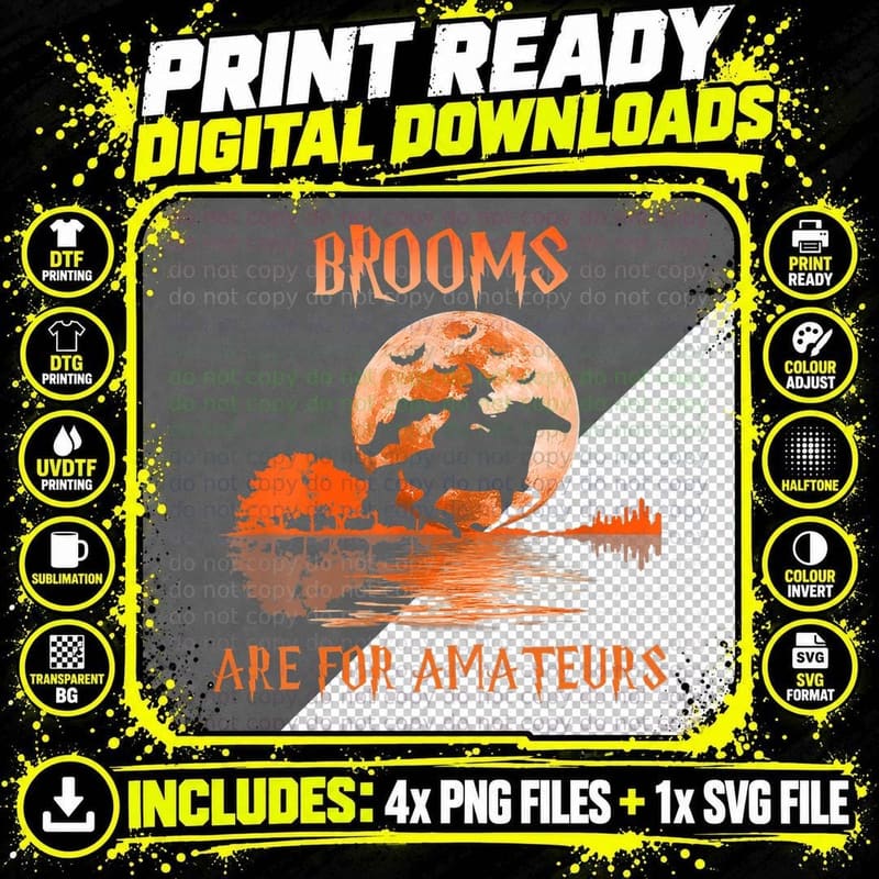 Brooms Are for Amateurs Horse Riding Funny Witch Png SVG Digital Bundle