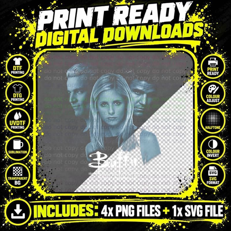 Buffy the Vampire Slayer Buffy Spike and Angel Photo Png SVG Digital Bundle