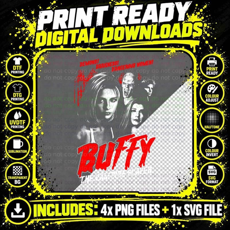 Buffy the Vampire Slayer Vintage Horror Poster T-Shirt Png SVG Digital Bundle