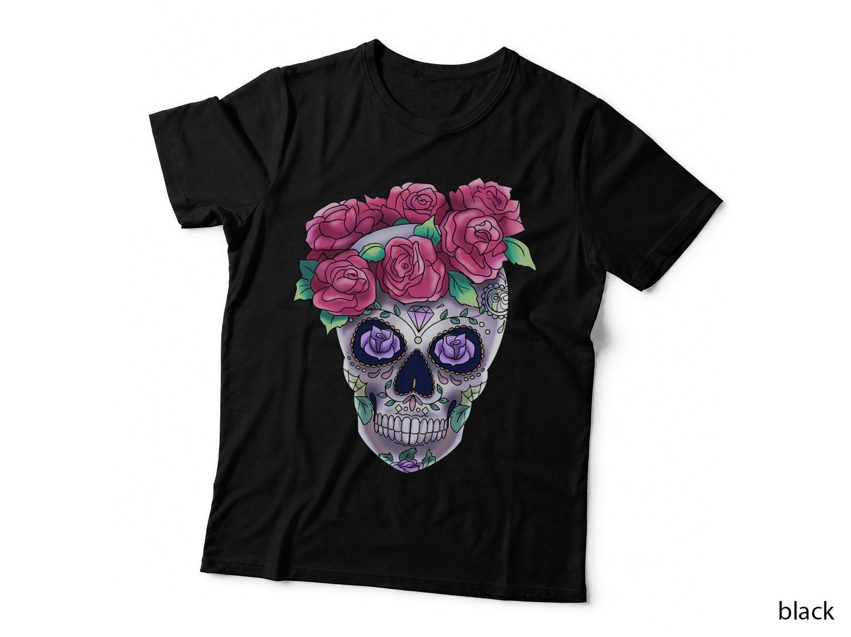 Calavera Flowers Scary Monster Horror Halloween T-Shirt