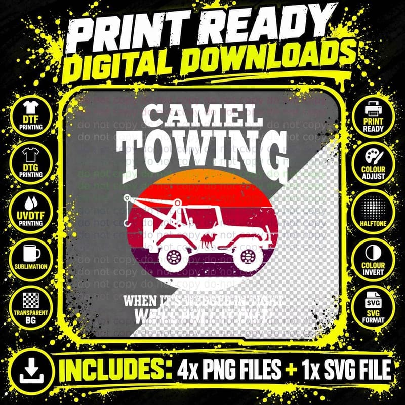 Camel Towing Funny Retro Camel Towing Funny Halloween Png SVG Digital Bundle
