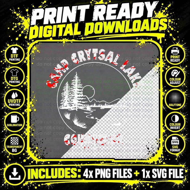 Camp Crystal Lake Counselor Costume Halloween Horror Png SVG Digital Bundle