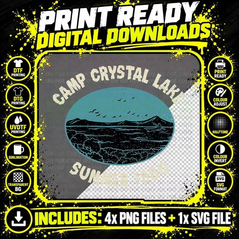 Camp Crystal Lake Summer 1980 - Horror Movie Halloween Png SVG Digital Bundle