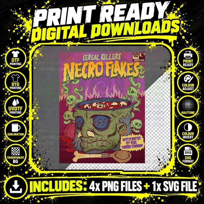 Cereal Killer Horror Pun Horror Fans and Nerds T-Shirt Png SVG Digital Bundle