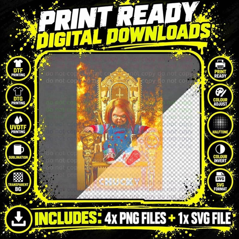 Chuck Halloween Costume T-Shirt, Sugar Skull Print Png SVG Digital Bundle