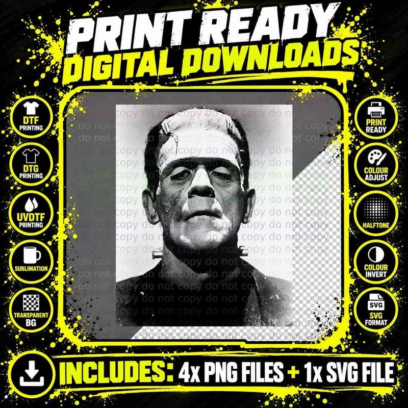 Classic Halloween Monster Poster Horror Movie Png SVG Digital Bundle
