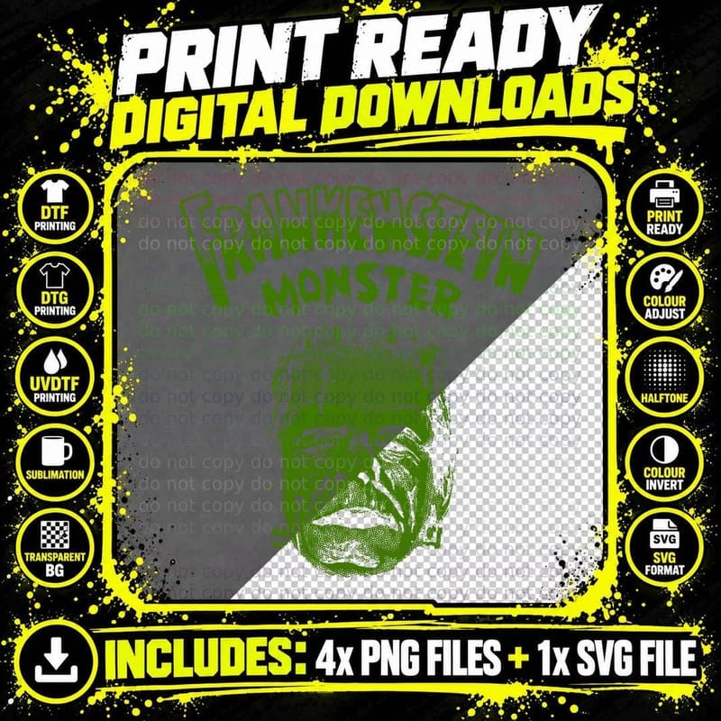 Classic Horror Movie Monsters-Vintage Frankenstein Png SVG Digital Bundle