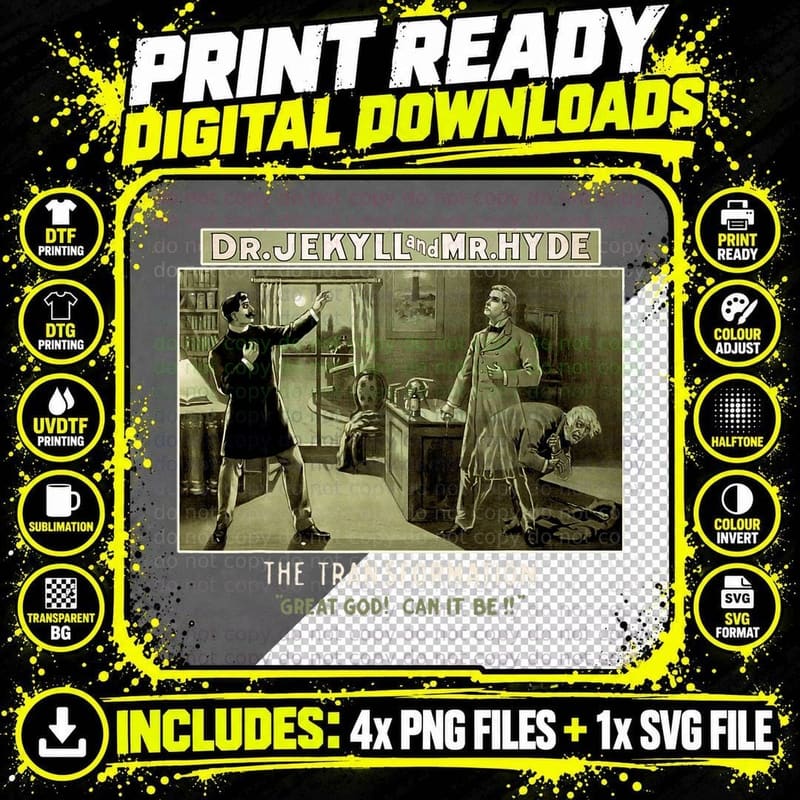 Classic Horror Story-Strange Case of Dr. Jekyll and Mr. Png SVG Digital Bundle