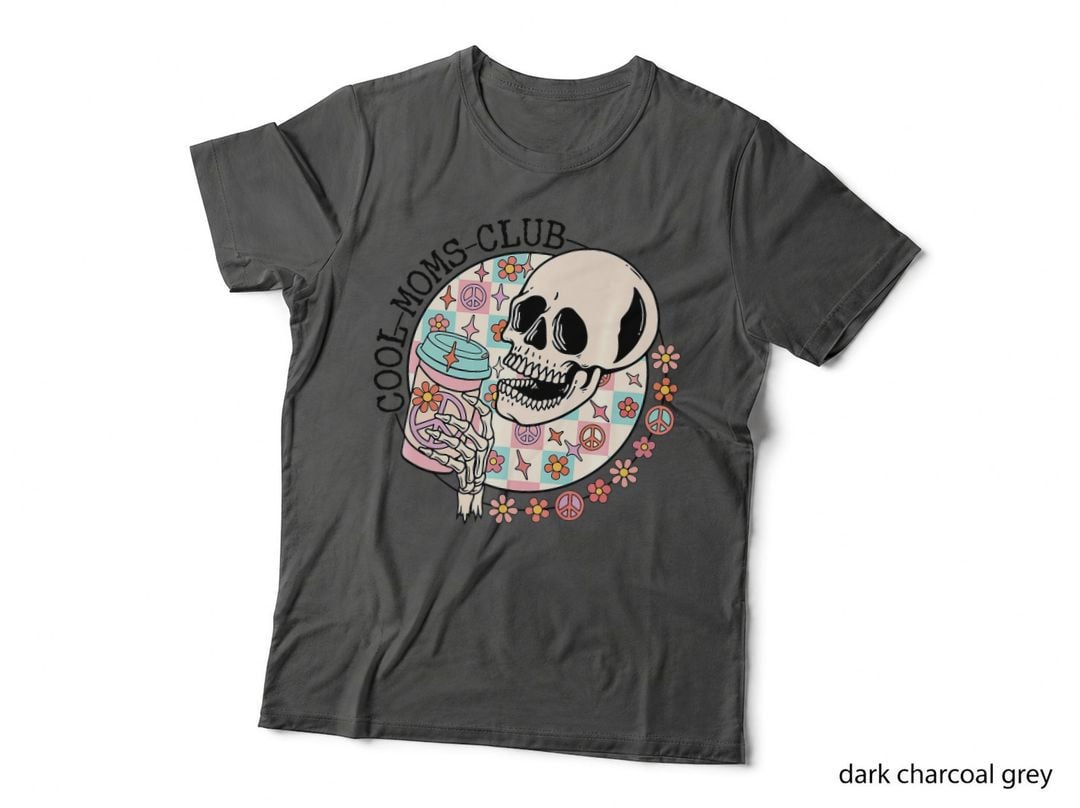 Cool Moms Club Spring Coffee Skeleton Skull Retro, Coffee Lover T-Shirt