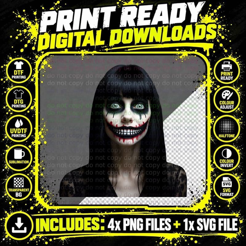 Creepy Halloween, Cute, Scary Gothic Girl, Horror Png SVG Digital Bundle