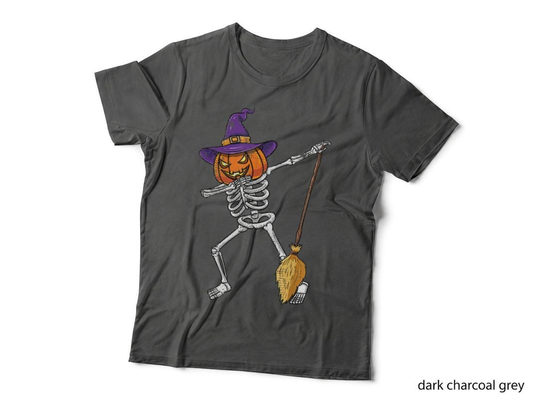 Dabbing Skeleton Halloween Pumpkin Vintage T-Shirt