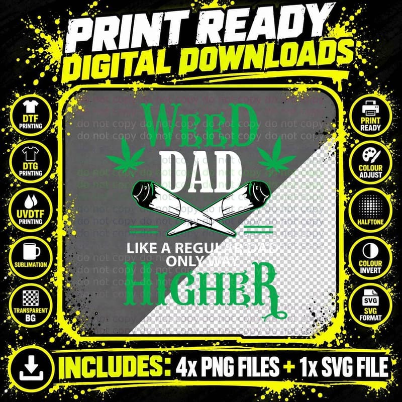 Dad Weed Marijuana Funny 420 Cannabis THC Pumpkin Themed Png SVG Digital Bundle