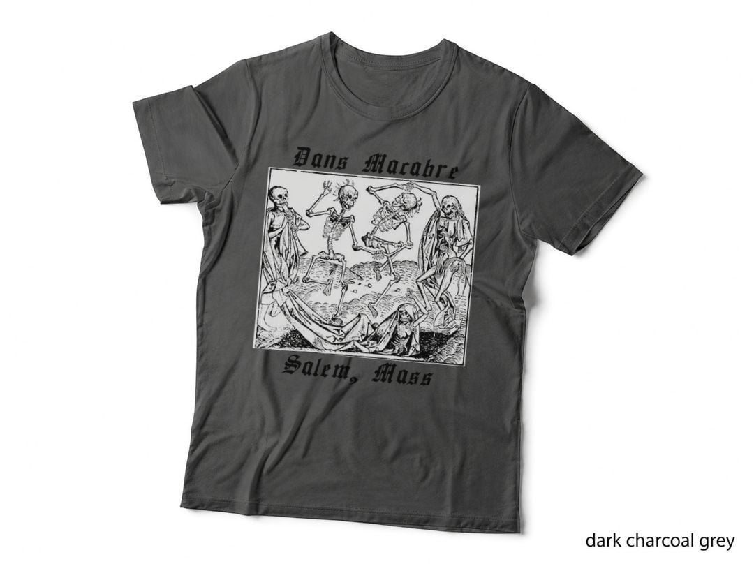 Dance of Death or Dans Macabre Salem Mass Skeletons Design T-Shirt