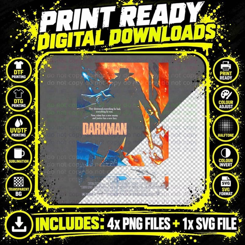 Darkman Movie Poster T-Shirt, Gothic Horror Apparel Png SVG Digital Bundle