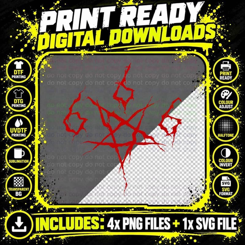 Devil Satan Satanic 666 Pentagram Occult Horror Png SVG Digital Bundle