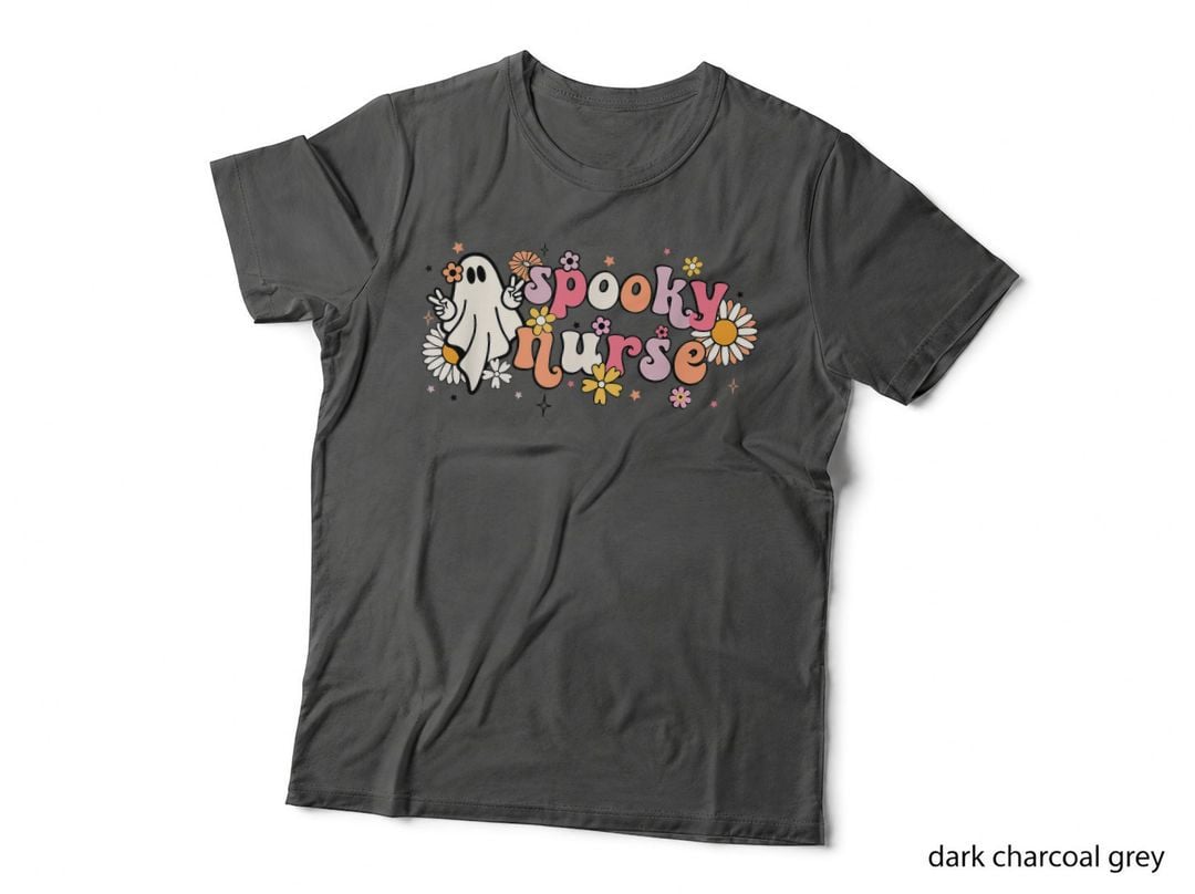 Floral Spooky Nurse Ghost Student Halloween T-Shirt