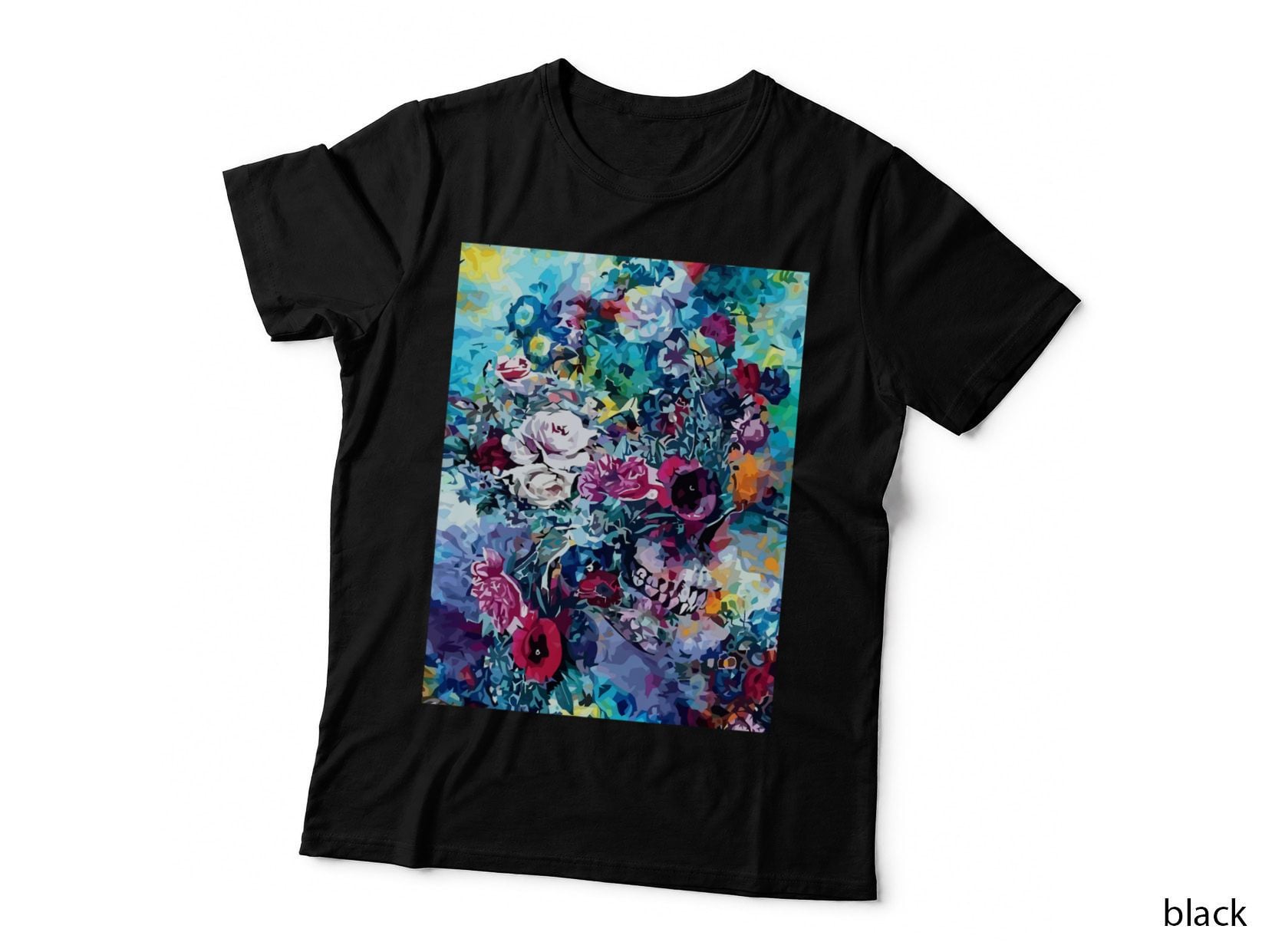Flowers Skull Floral Sugar Dark Art Grunge Aesthetic Horror T-Shirt