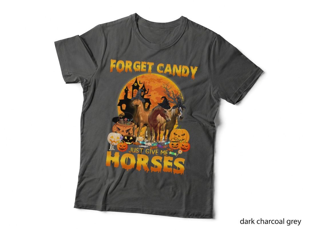 Forget Candy Just Give Me Horses Pumpkin Horse Halloween T-Shirt