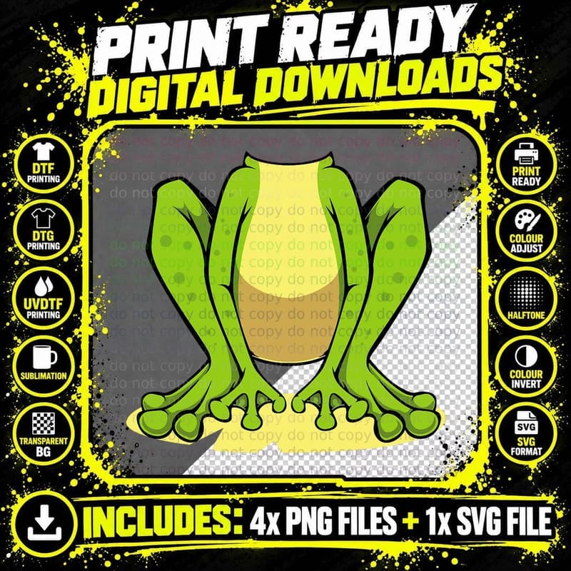 Frog Body Halloween Purim Carnival Toad Cute Reptile Png SVG Digital Bundle