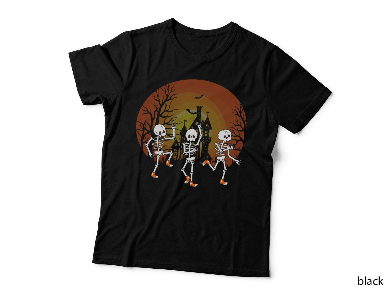 Funny Dancing Skeletons Halloween Spooky Haunted House T-Shirt