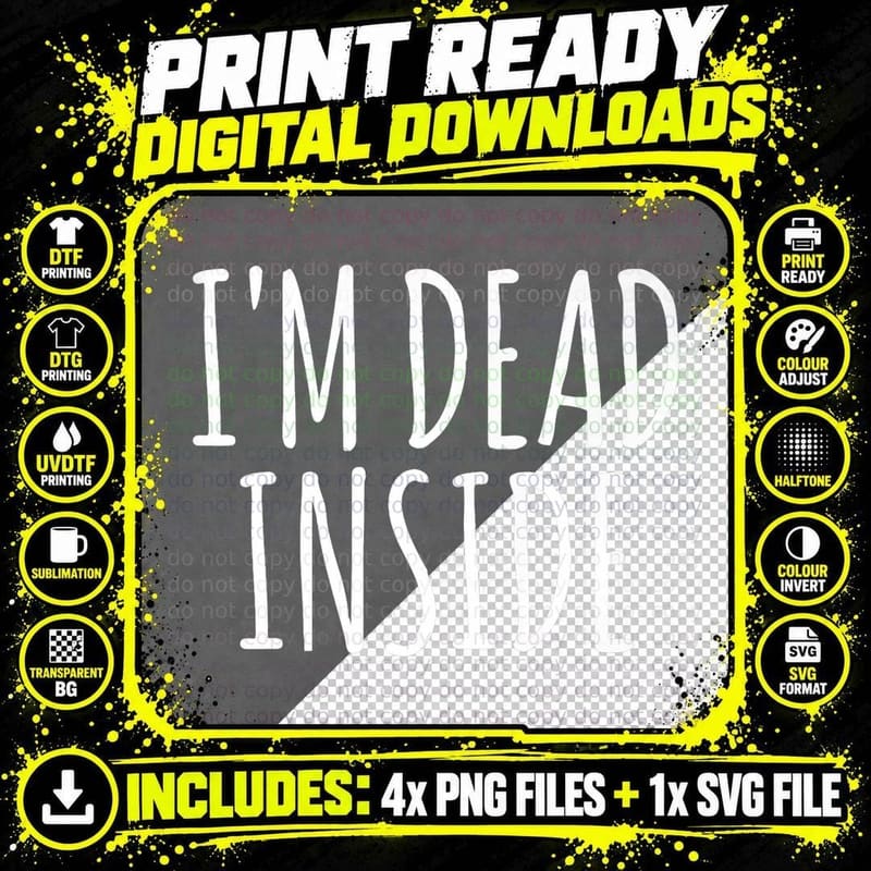Funny Easy Lazy Halloween I'm DEAD Inside Costume Outfit Png SVG Digital Bundle
