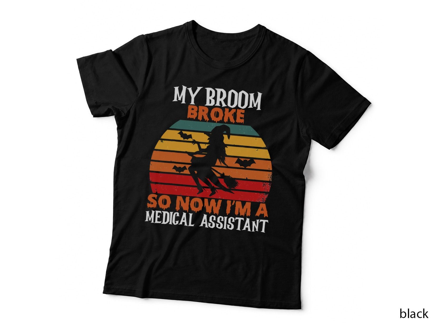 Funny Medical Assistant Vintage Retro Sunset Halloween T-Shirt