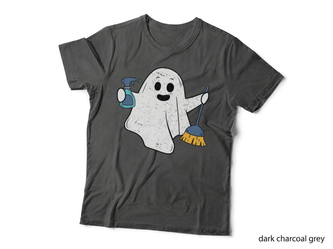 Funny School Custodian Ghost Spooky Vibes Vintage Halloween T-Shirt
