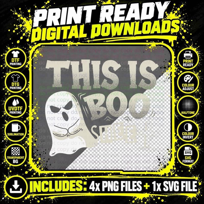Ghost Character Design T-Shirt, This Is Boo Sheet Tee Png SVG Digital Bundle