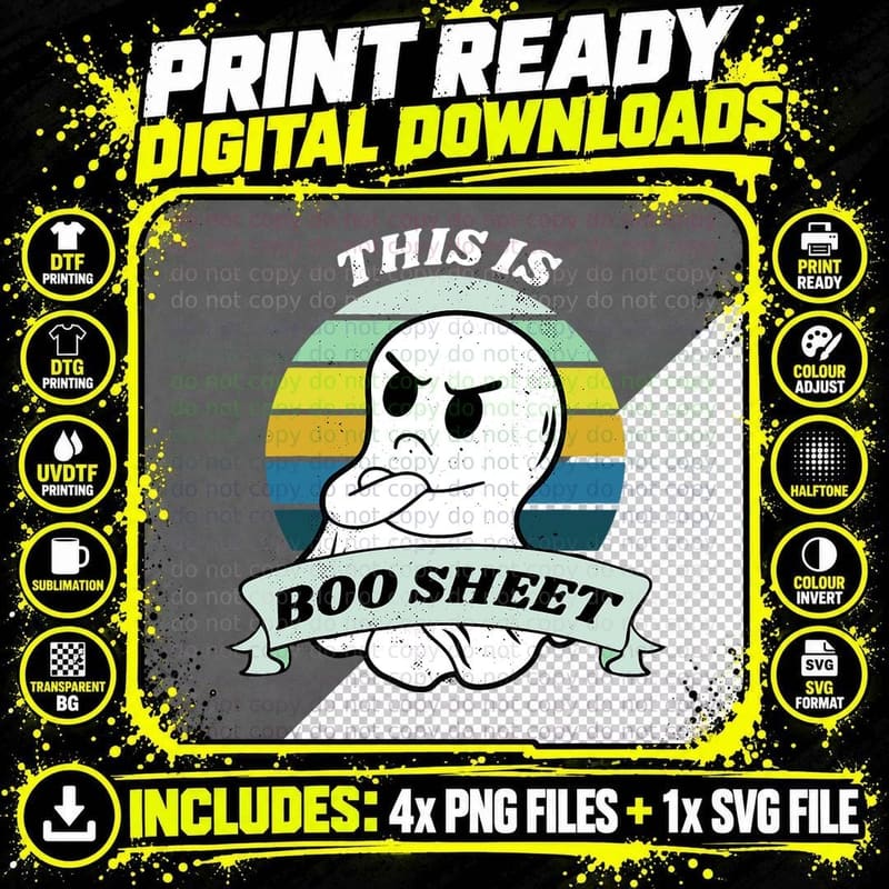 Ghost Character T-Shirt, This Is Boo Sheet Tee Png SVG Digital Bundle