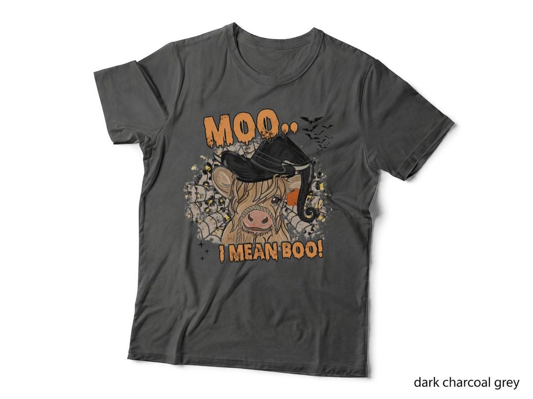 Ghost Cow Moo I Mean Boo Pumpkin Moon Halloween T-Shirt